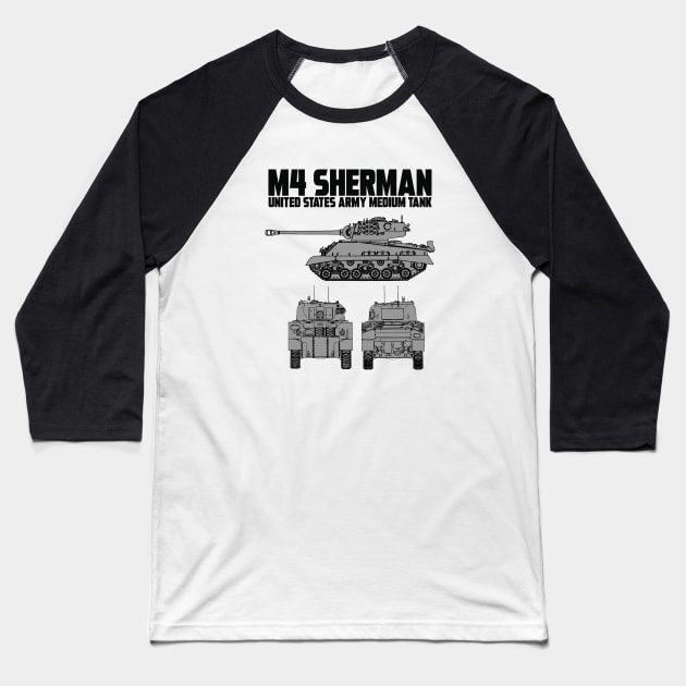 M4 SHERMAN Baseball T-Shirt by theanomalius_merch